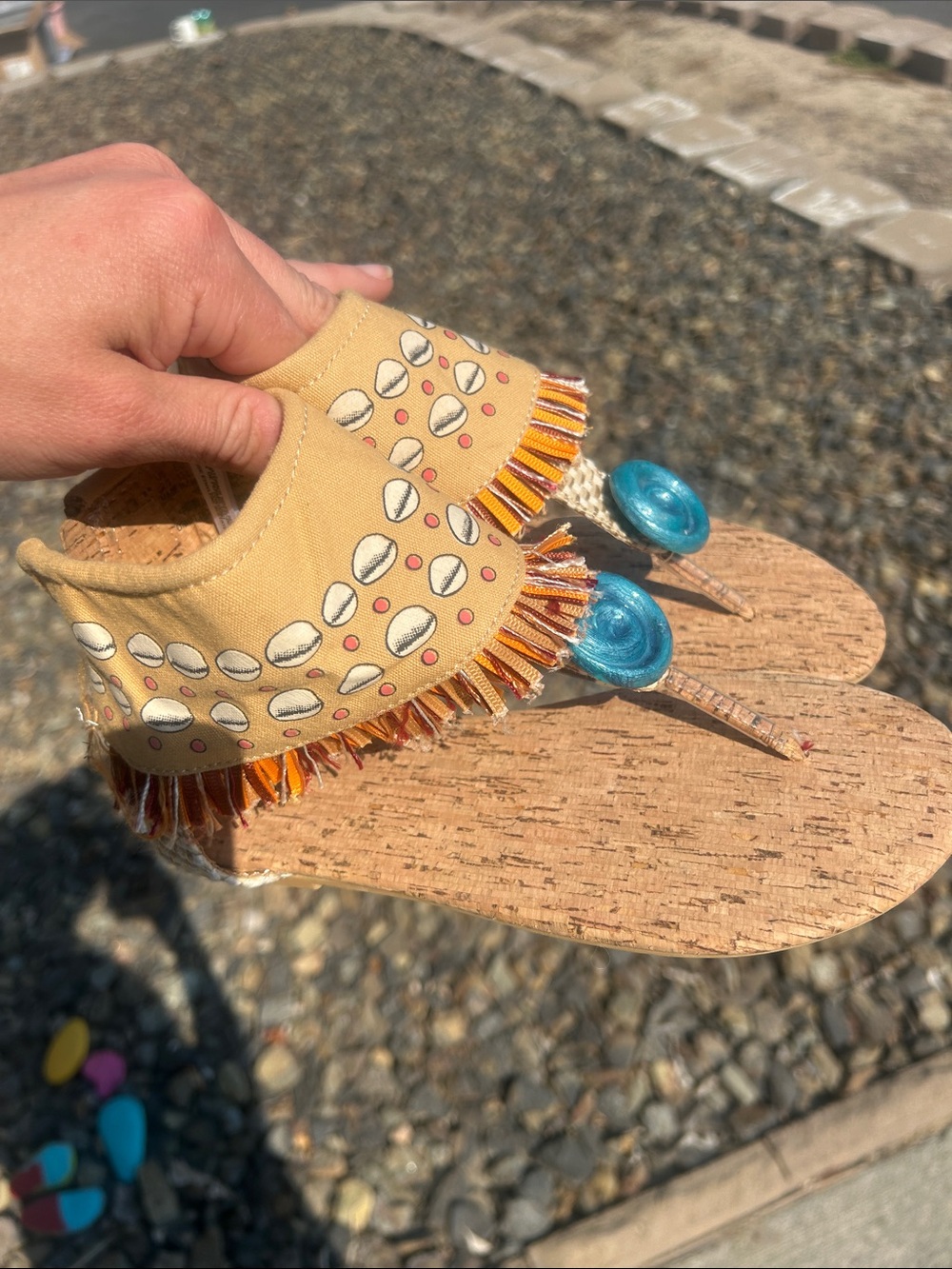 Moana Costume Sandals in Mustard with Turquoise Accents NWOT